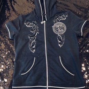 BCBG Maxazria Hoodie Zip Up Black EUC Women's Larg